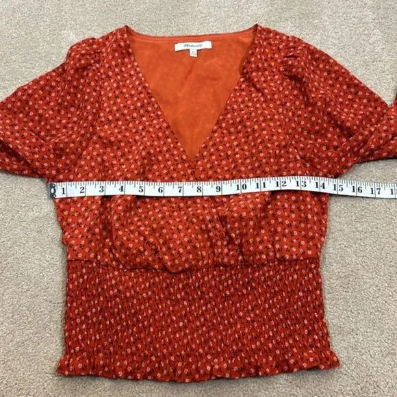 Madewell Julianne Smocked-Waist Top Size XS - Picture 11 of 13